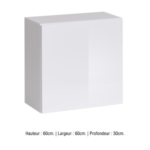 Armoire suspendue coloris blanc 60x60cm pour salon collection SWITCH.