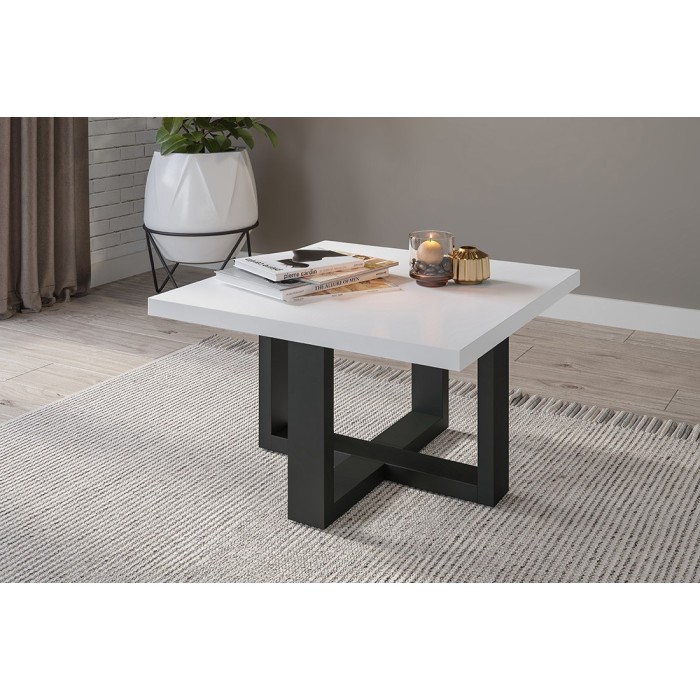 Table basse design forme carrée collection COXI Couleur noir et blanc.