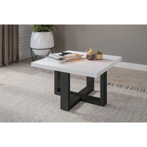 Table basse design forme carrée collection COXI Couleur noir et blanc.
