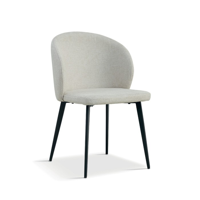 Chaise revêtement tissu pour salle à manger coloris beige. Collection HARDIN