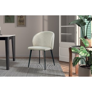 Chaise revêtement tissu pour salle à manger coloris beige. Collection HARDIN
