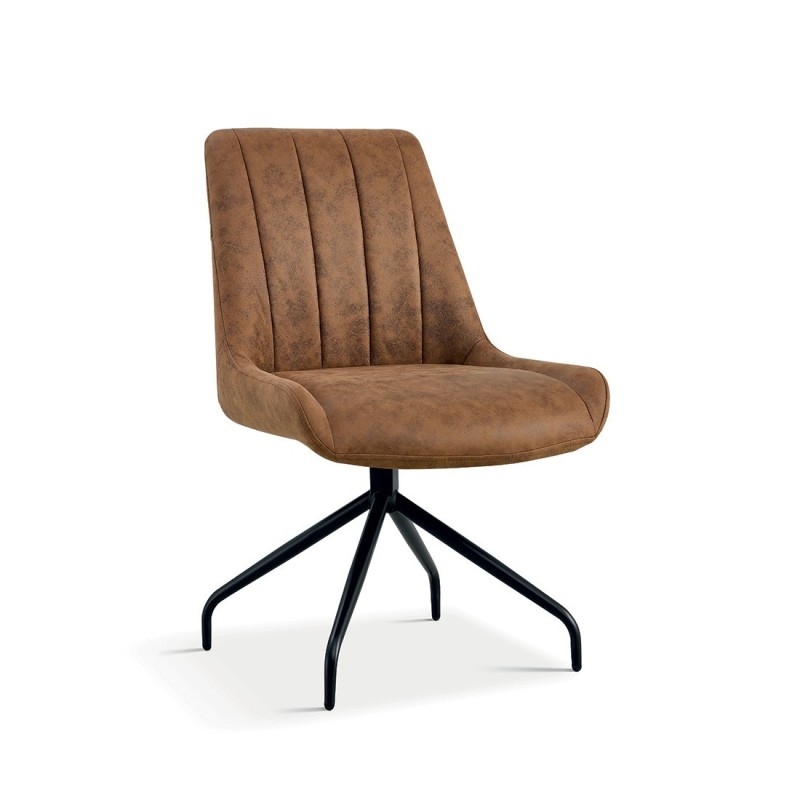 Chaise revêtement tissu pour salle à manger coloris brun clair. Collection FANNIN