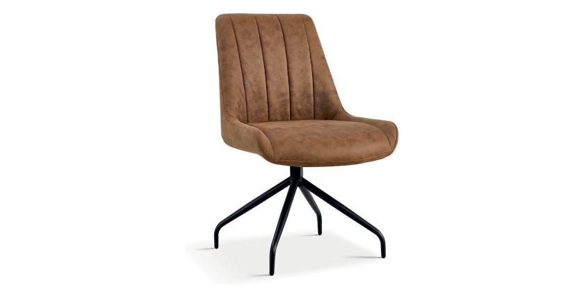 Chaise revêtement tissu pour salle à manger coloris brun clair. Collection FANNIN
