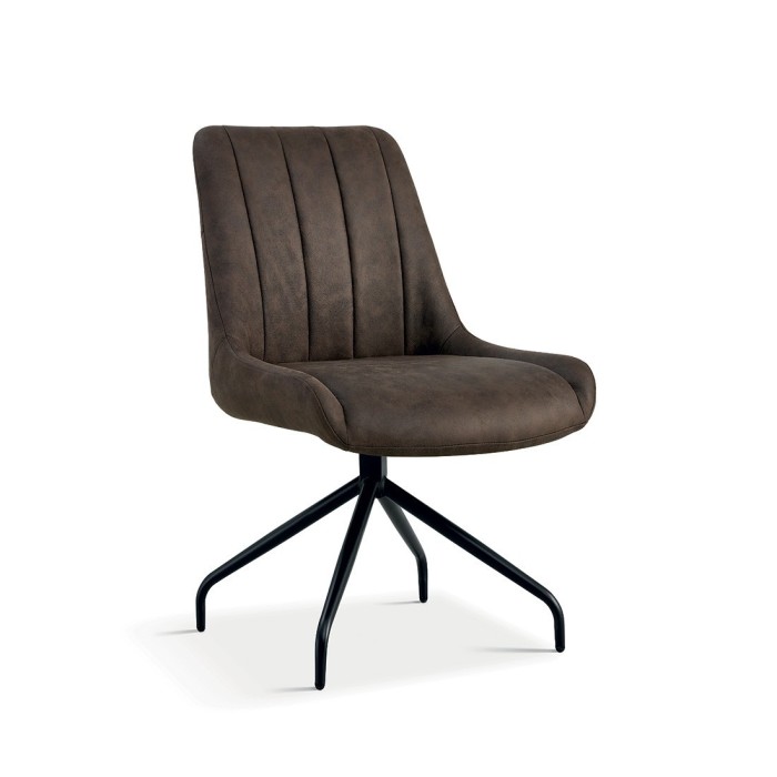 Chaise revêtement tissu pour salle à manger coloris brun gris. Collection FANNIN