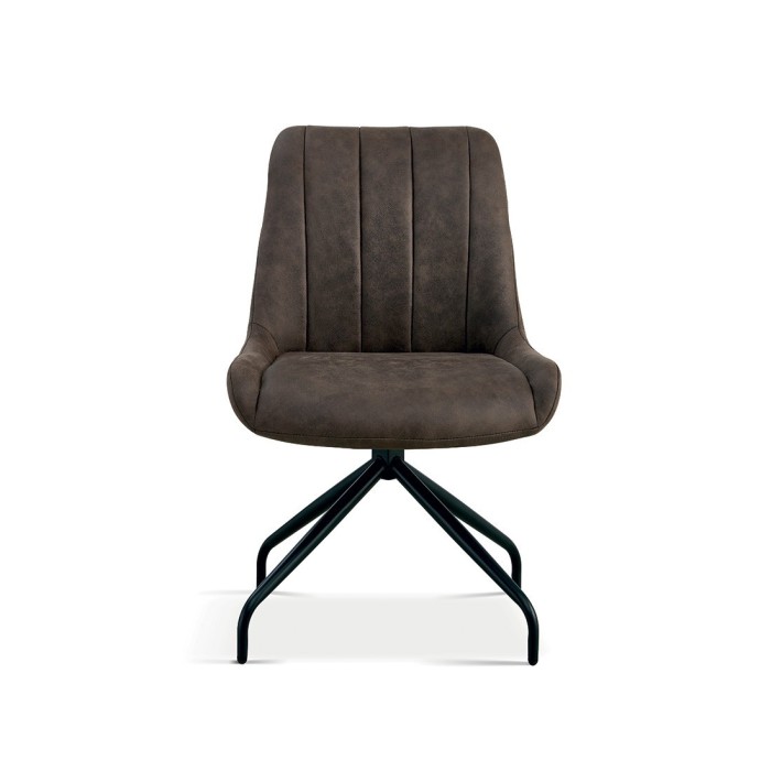 Chaise revêtement tissu pour salle à manger coloris brun gris. Collection FANNIN