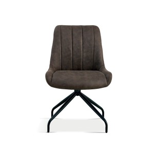 Chaise revêtement tissu pour salle à manger coloris brun gris. Collection FANNIN