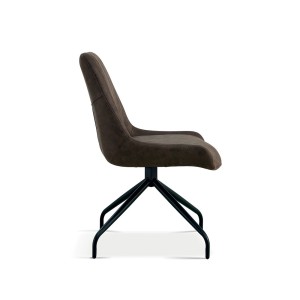 Chaise revêtement tissu pour salle à manger coloris brun gris. Collection FANNIN