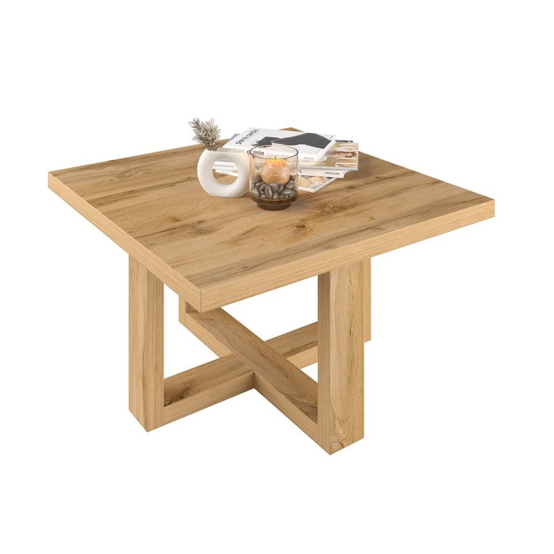 Table basse design forme carrée collection COXI coloris chêne.