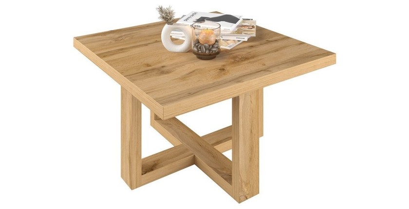 Table basse design forme carrée collection COXI coloris chêne.