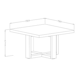 Table basse design forme carrée collection COXI coloris chêne.
