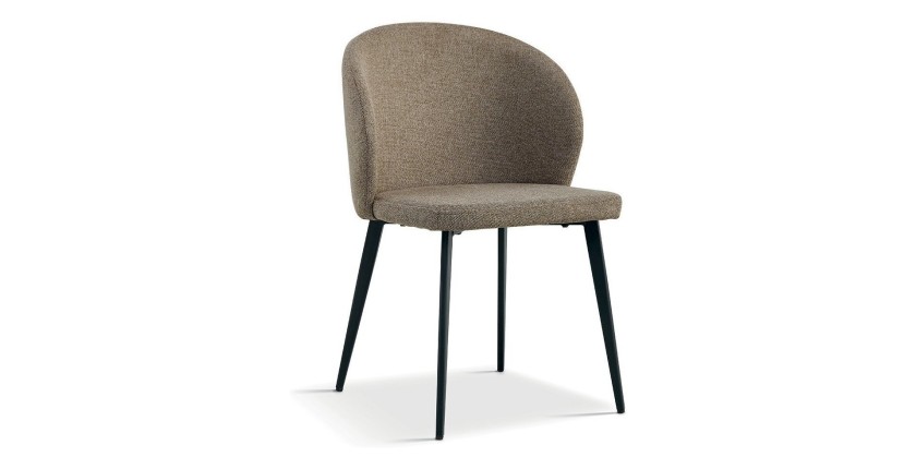 Chaise revêtement tissu pour salle à manger coloris sable. Collection HARDIN