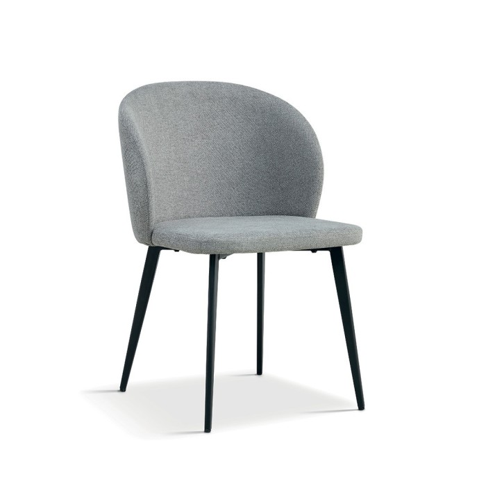 Chaise revêtement tissu pour salle à manger coloris gris clair. Collection HARDIN