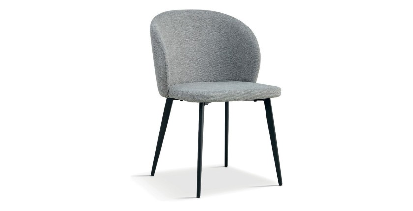 Chaise revêtement tissu pour salle à manger coloris gris clair. Collection HARDIN