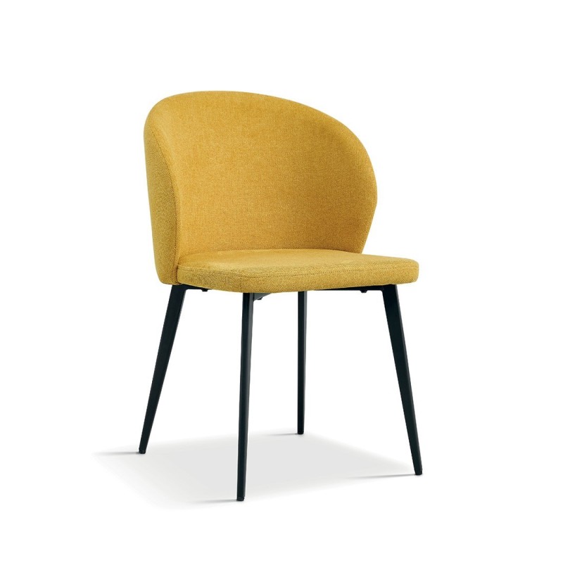 Chaise revêtement tissu pour salle à manger coloris jaune. Collection HARDIN