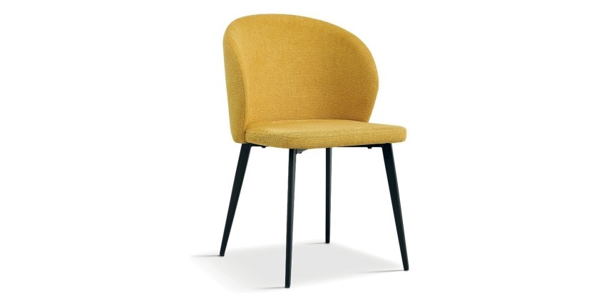 Chaise revêtement tissu pour salle à manger coloris jaune. Collection HARDIN
