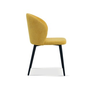 Chaise revêtement tissu pour salle à manger coloris jaune. Collection HARDIN