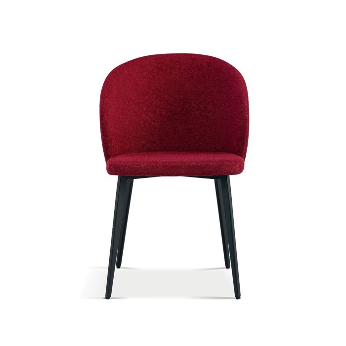 Chaise revêtement tissu pour salle à manger coloris rouge. Collection HARDIN