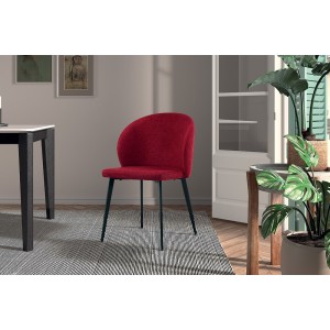 Chaise revêtement tissu pour salle à manger coloris rouge. Collection HARDIN