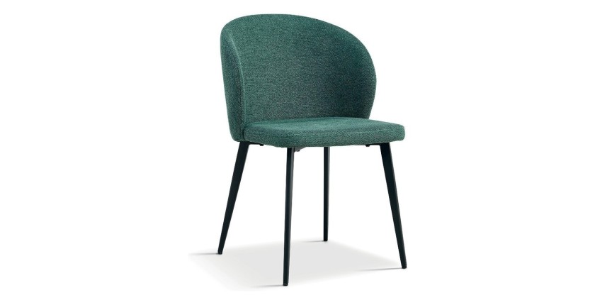 Chaise revêtement tissu pour salle à manger coloris vert. Collection HARDIN