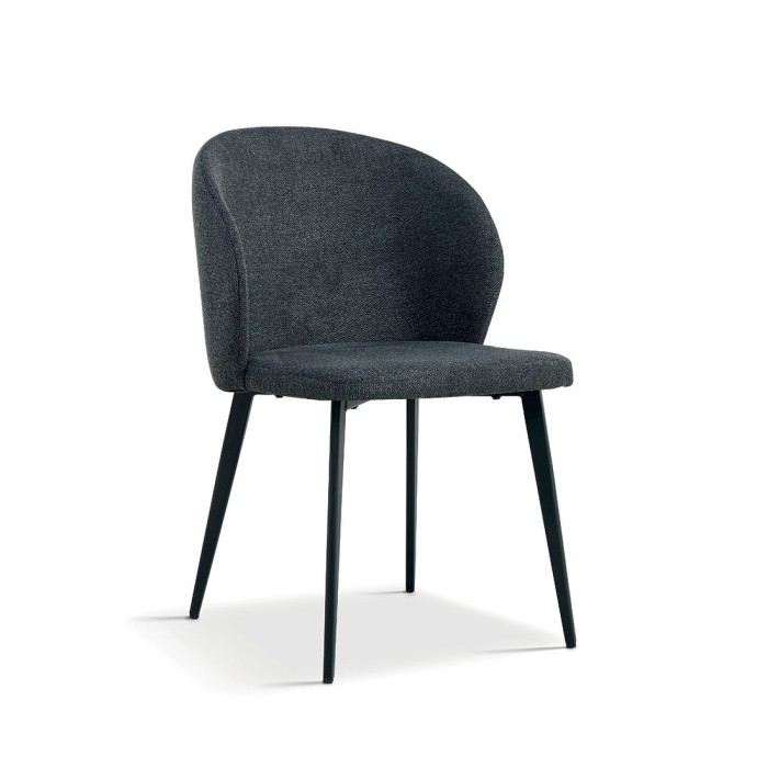 Chaise revêtement tissu pour salle à manger coloris gris foncé. Collection HARDIN