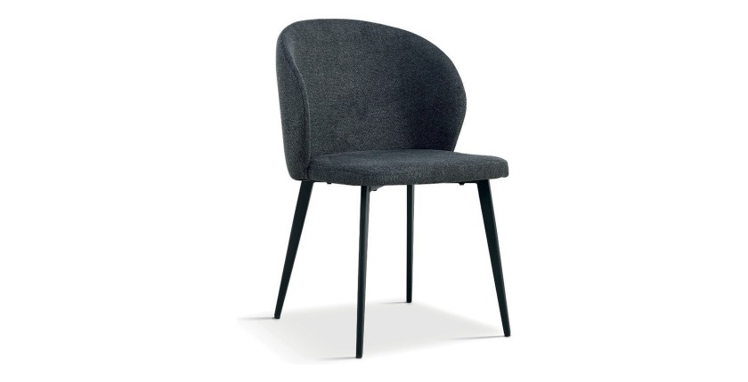 Chaise revêtement tissu pour salle à manger coloris gris foncé. Collection HARDIN