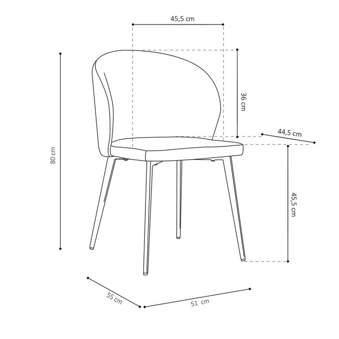 Chaise revêtement tissu pour salle à manger coloris gris foncé. Collection HARDIN