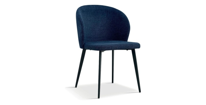 Chaise revêtement tissu pour salle à manger coloris bleu. Collection HARDIN