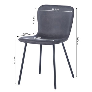 Chaise cuir PU pour salle à manger coloris gris foncé. Collection ALCAN