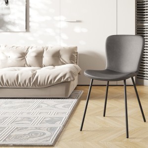 Chaise cuir PU pour salle à manger coloris gris foncé. Collection ALCAN