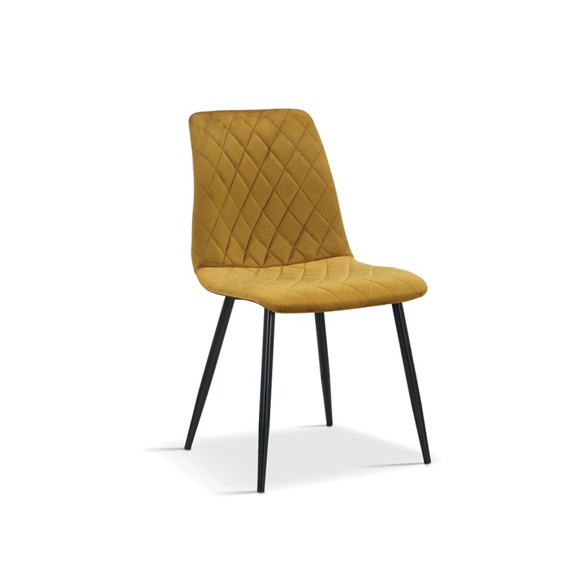 Chaise en velours or pour salle à manger. Collection GRAZ
