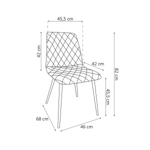 Chaise en velours gris pour salle à manger. Collection GRAZ