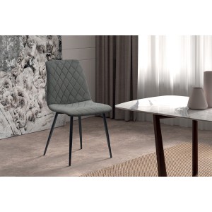 Chaise en velours gris pour salle à manger. Collection GRAZ