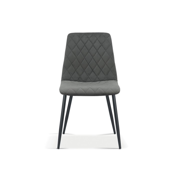 Chaise en velours gris pour salle à manger. Collection GRAZ
