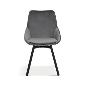 Chaise pivotante en velours gris pour salle à manger. Collection KIRU