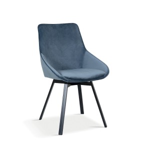 Chaise pivotante en velours bleu pour salle à manger. Collection KIRU