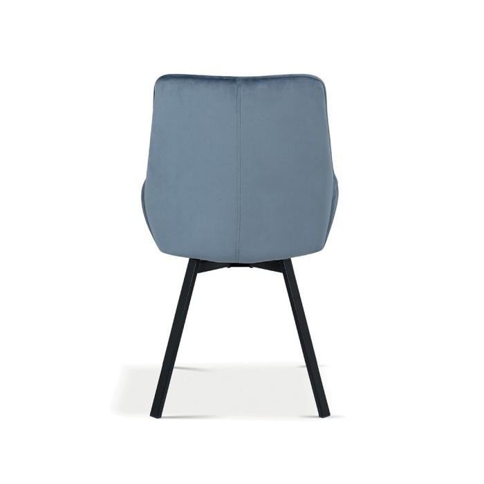 Chaise pivotante en velours bleu pour salle à manger. Collection KIRU