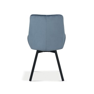 Chaise pivotante en velours bleu pour salle à manger. Collection KIRU