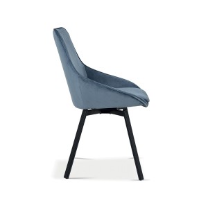 Chaise pivotante en velours bleu pour salle à manger. Collection KIRU