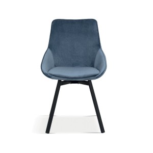 Chaise pivotante en velours bleu pour salle à manger. Collection KIRU