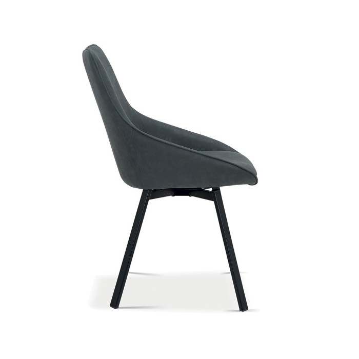 Chaise pivotante PU gris foncé pour salle à manger. Collection KIRU