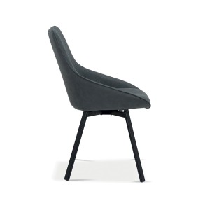 Chaise pivotante PU gris foncé pour salle à manger. Collection KIRU