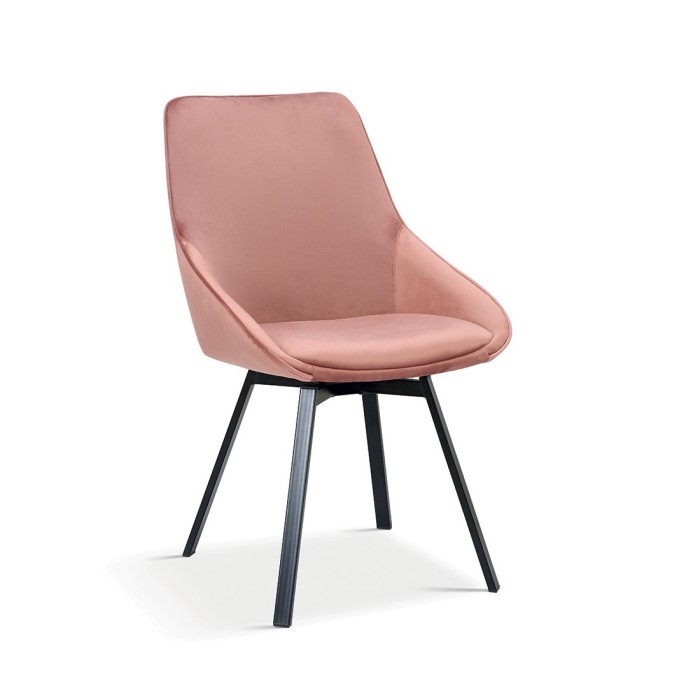 Chaise en velours rose pour salle à manger. Collection KIRU