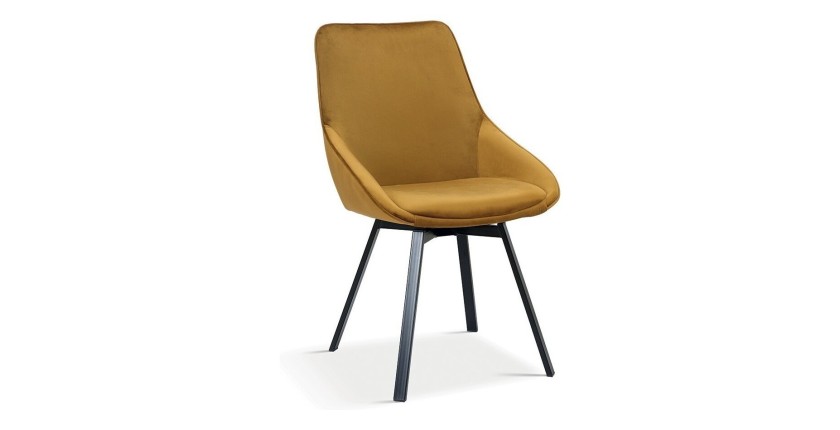 Chaise pivotante en velours or pour salle à manger. Collection KIRU