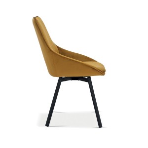 Chaise pivotante en velours or pour salle à manger. Collection KIRU
