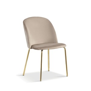 Chaise en velours beige pour salle à manger. Collection NOUMEA