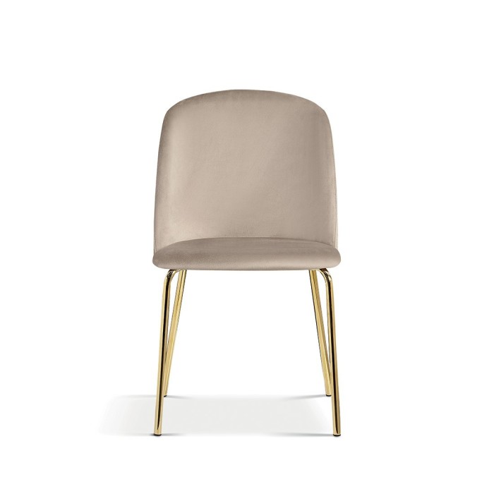 Chaise en velours beige pour salle à manger. Collection NOUMEA