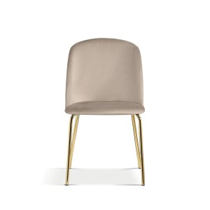 Chaise en velours beige pour salle à manger. Collection NOUMEA