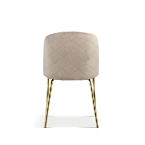 Chaise en velours beige pour salle à manger. Collection NOUMEA