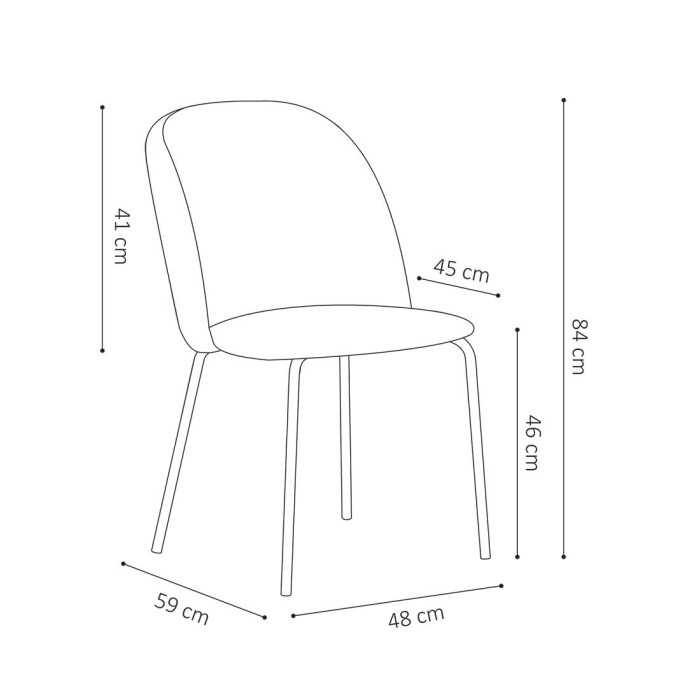 Chaise en velours beige pour salle à manger. Collection NOUMEA