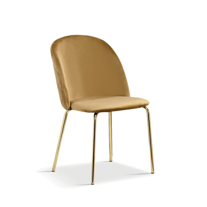 Chaise en velours or pour salle à manger. Collection NOUMEA